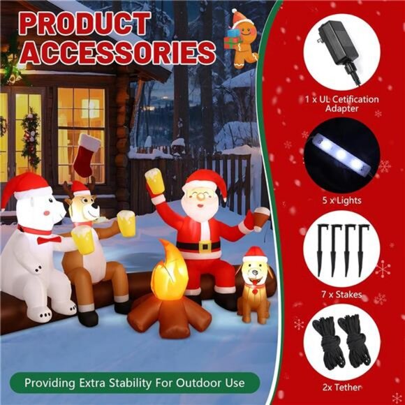 8FT Christmas Inflatable Outdoor Decoration with Built-in LEDs Lights, Blow-Up - Picture 3 of 8